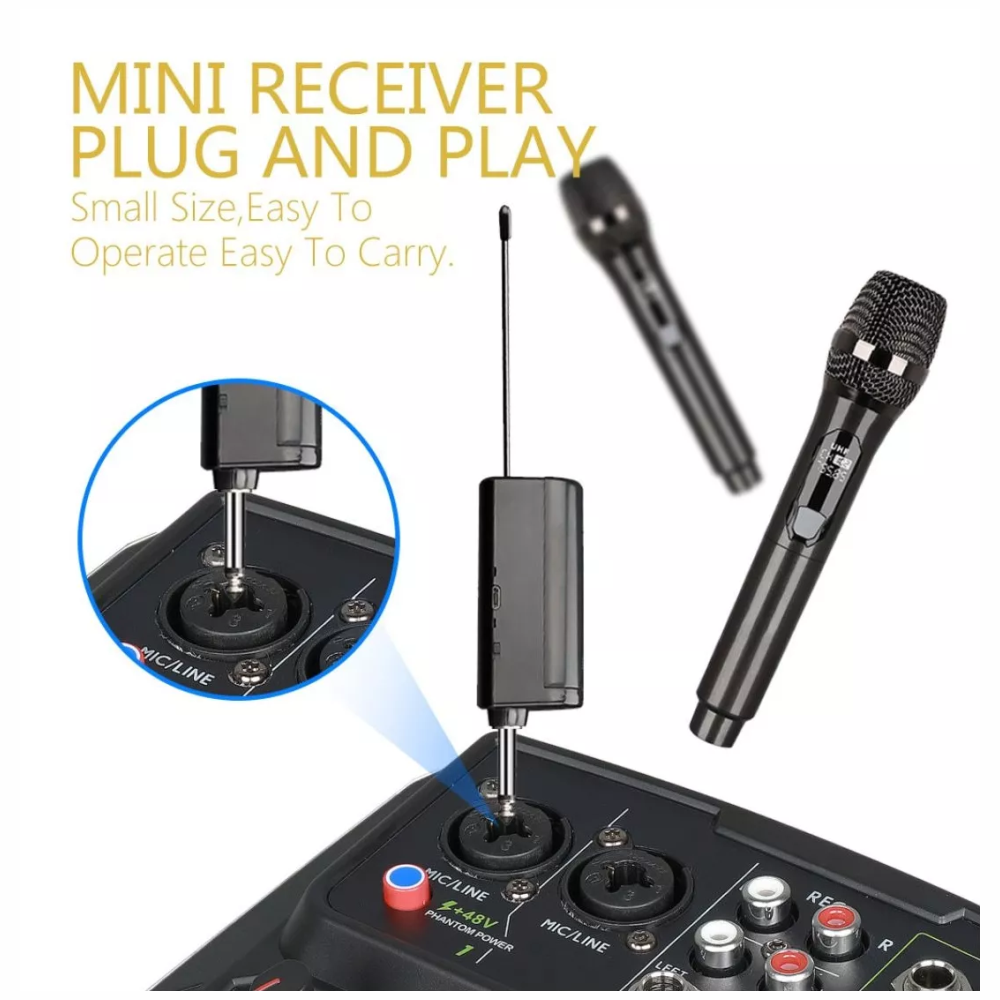 Micrófono Inalámbrico Doble UHF Recargable Karaoke Eventos 50 Metros