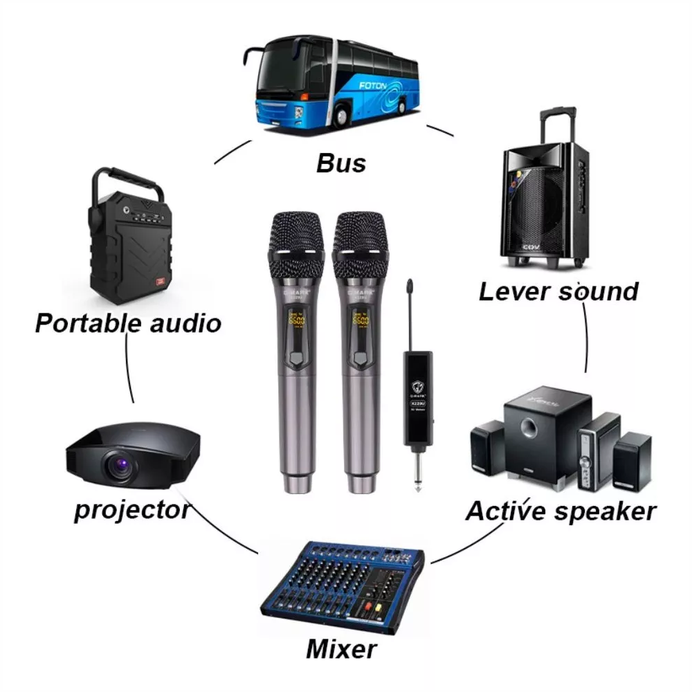 Micrófono Inalámbrico Doble UHF Recargable Karaoke Eventos 50 Metros