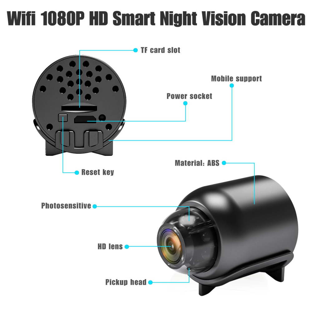 Mini Cámara Seguridad WiFi Full HD 1080P Magnética Visión Nocturna 160