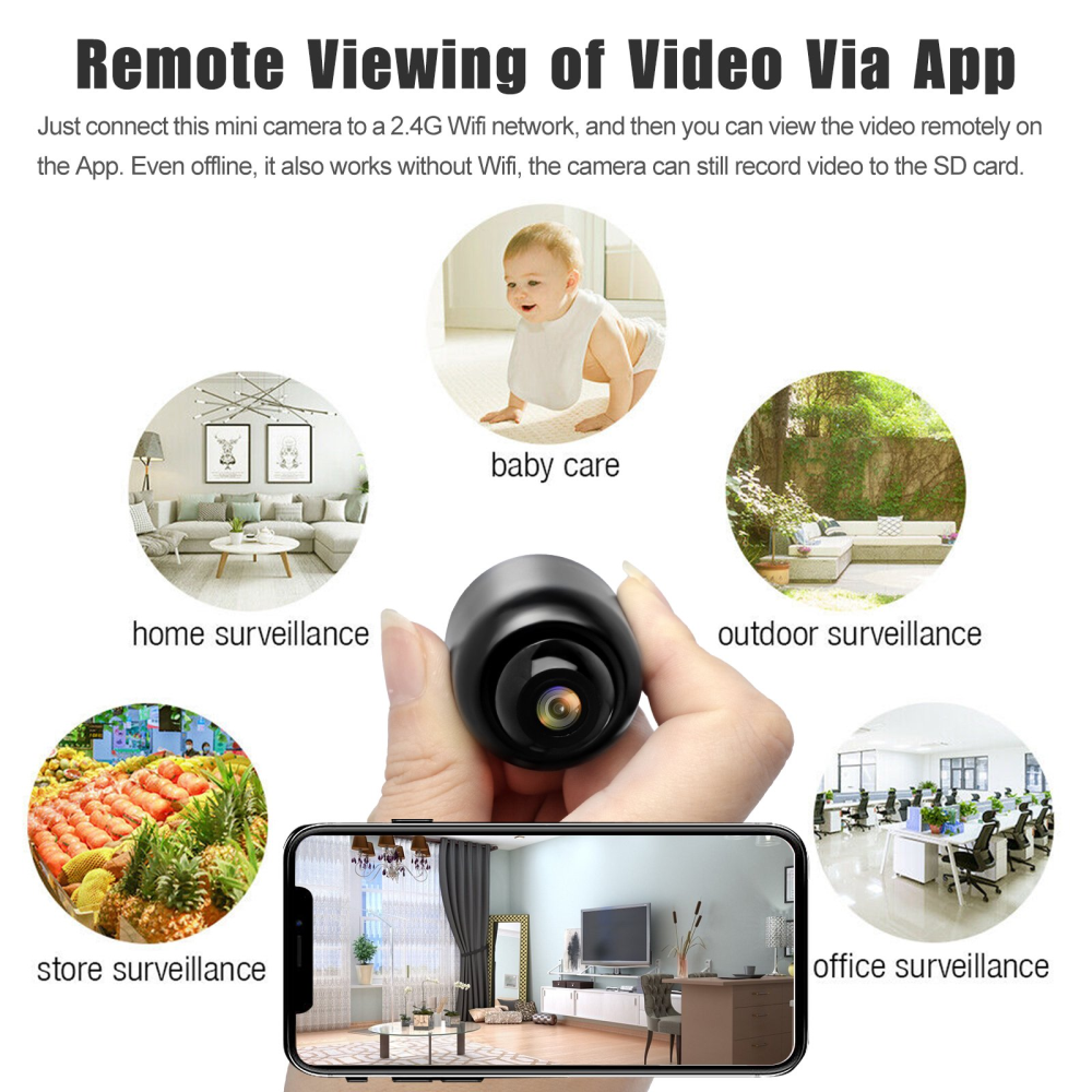 Mini Cámara Seguridad WiFi Full HD 1080P Magnética Visión Nocturna 160