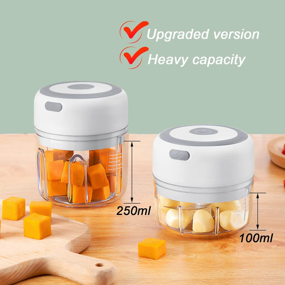 Mini Picatodo Eléctrico Recargable USB Ajo Cebolla 250ml Portátil