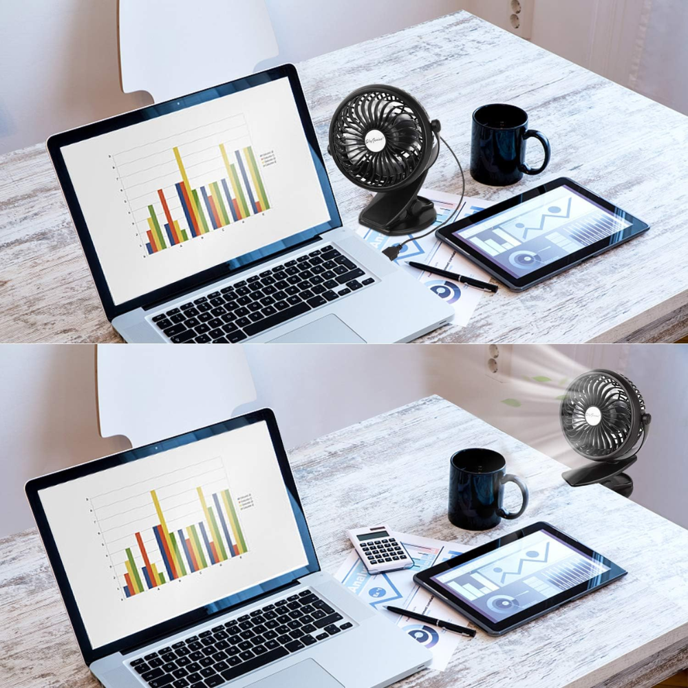 Mini Ventilador Pinza Recargable USB 3 Velocidades Portátil Silencioso
