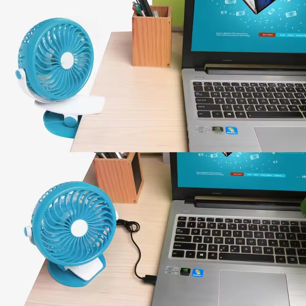 Mini Ventilador Pinza Recargable USB 3 Velocidades Portátil Silencioso