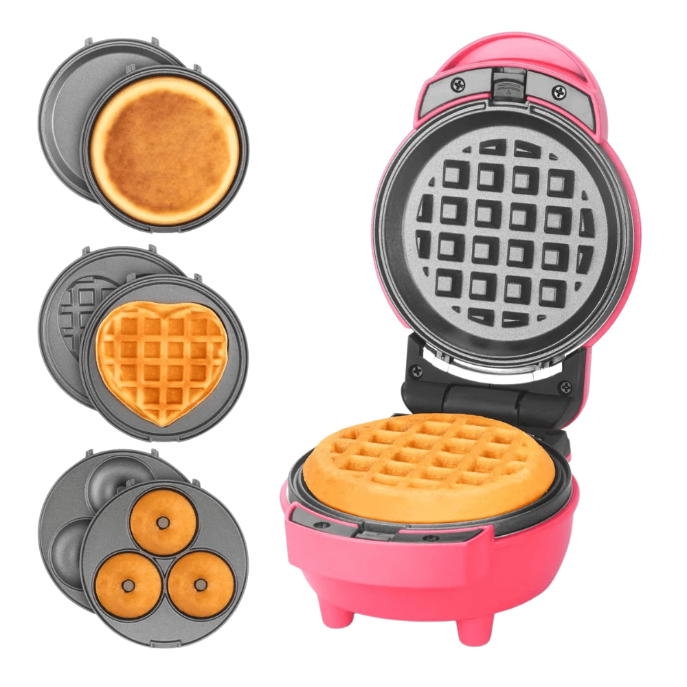 Mini Waflera Donera 4x1 Placas Intercambiables Corazón Paninis Snacks