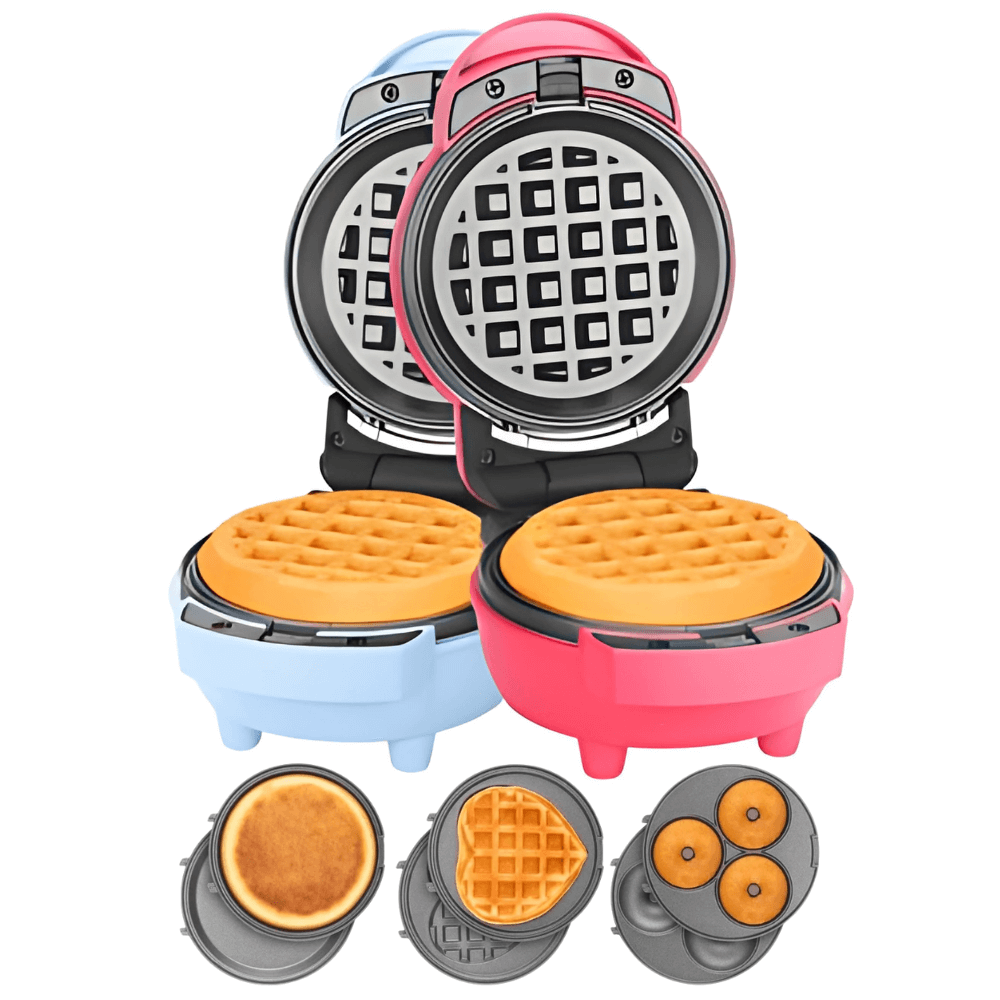 Mini Waflera Donera 4x1 Placas Intercambiables Corazón Paninis Snacks
