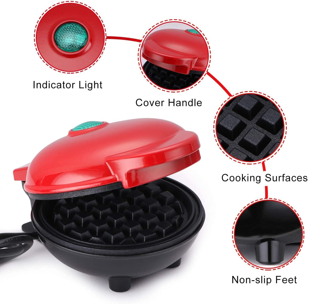 Mini Waflera Eléctrica Antiadherente Clásica 350W Compacta Wafles