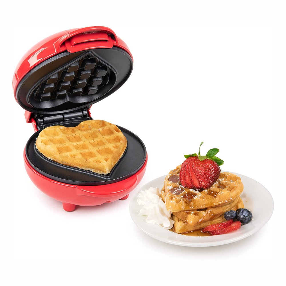 Mini Waflera Eléctrica Corazón Antiadherente 350W Compacta Desayuno