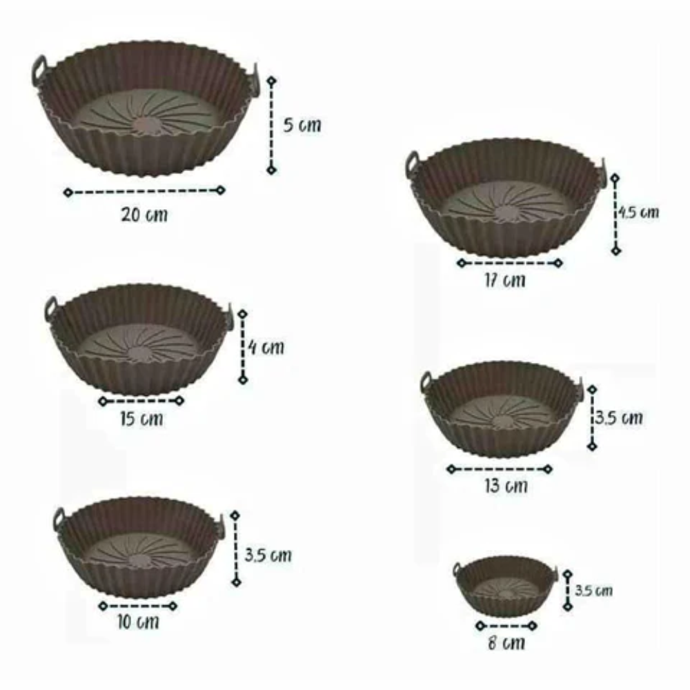 Moldes Silicona Freidora Aire Horno Set 6 Piezas Reutilizables Tortas