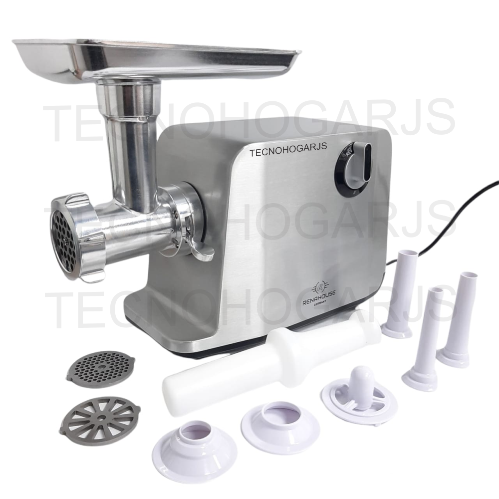 Molino Eléctrico Picador Carne Renahouse 3000W Máx Reversa 3 Discos