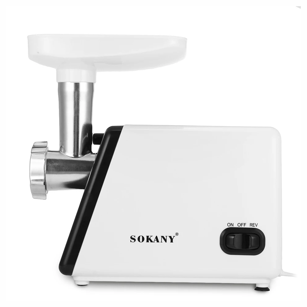 Molino Eléctrico Carne Maíz 2500W Sokany Embutidor 3 Discos Reversa