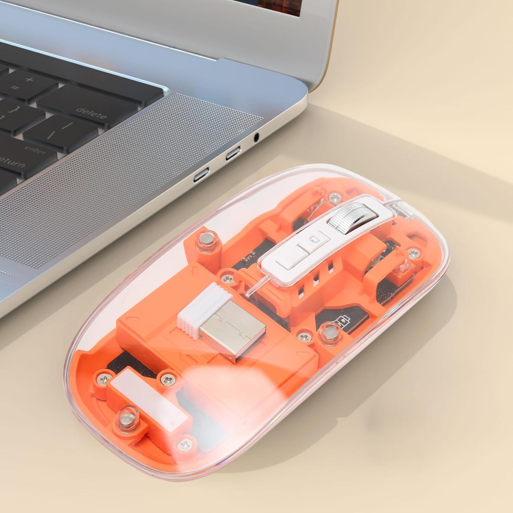 Mouse Inalámbrico Bluetooth 5.1 2.4G Recargable Transparente MA10