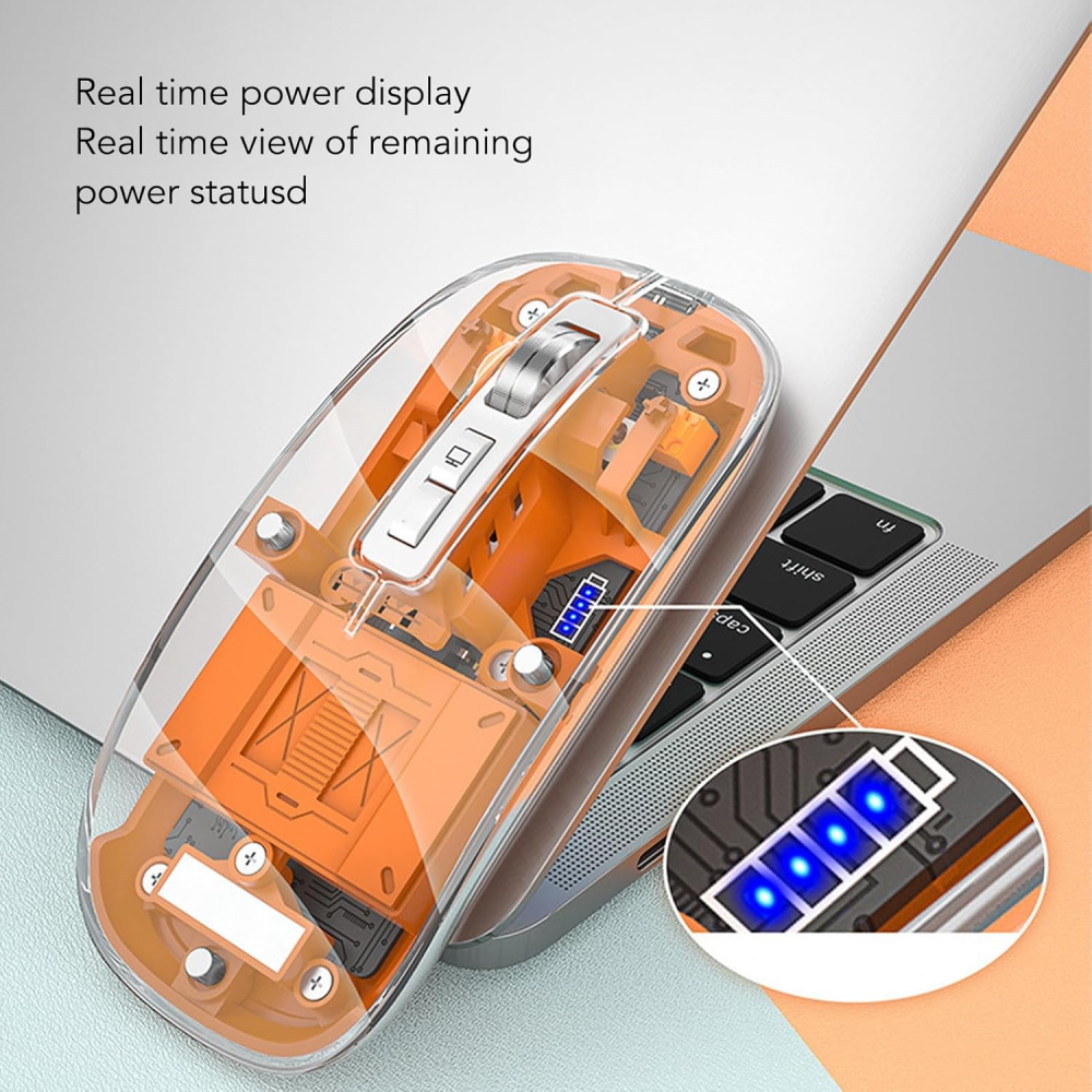 Mouse Inalámbrico Bluetooth 5.1 2.4G Recargable Transparente MA10