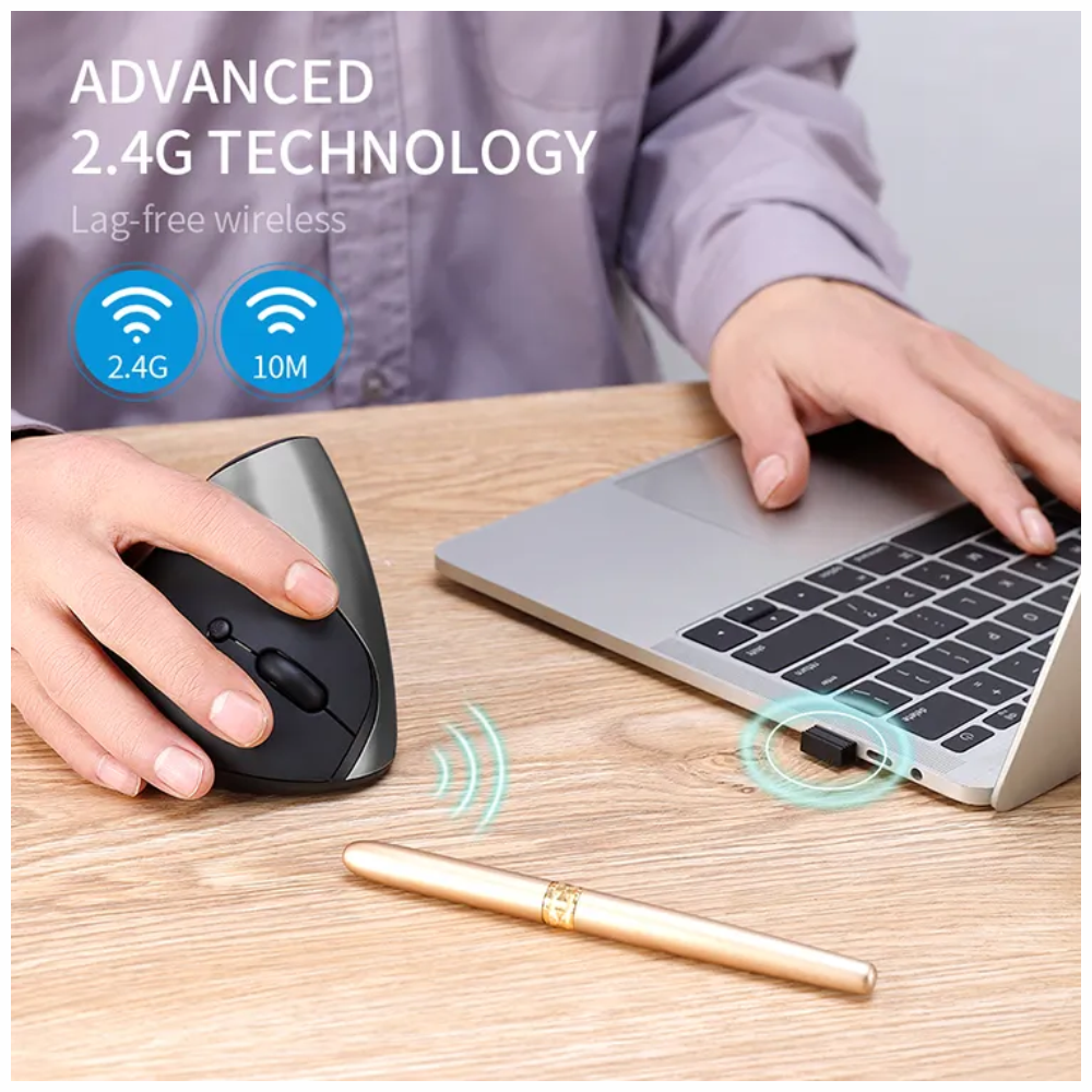 Mouse Vertical Inalámbrico Recargable Ergonómico Weibo WB-881 USB