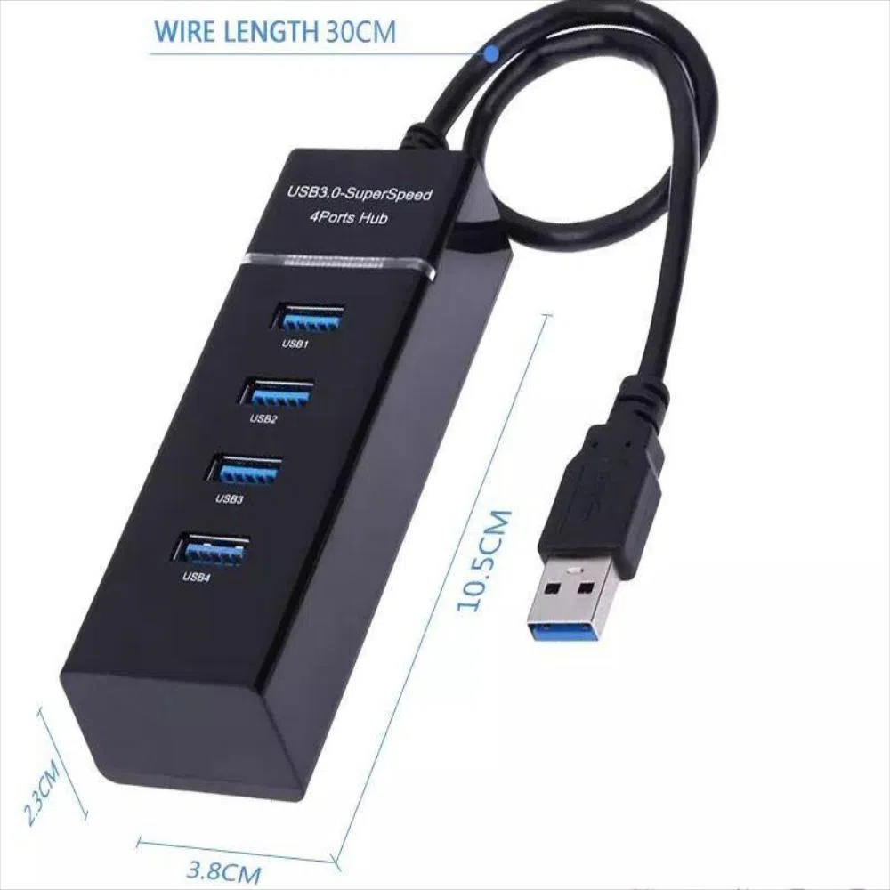 Hub USB 3.0 4 Puertos Multipuerto Cable Plug Play Windows Mac Linux