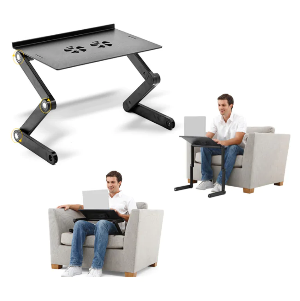 Mesa Plegable Laptop Ajustable 2 Ventiladores Base Mouse Cama Sofá