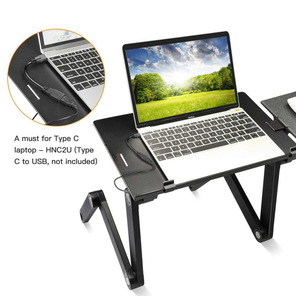 Mesa Plegable Laptop Ajustable 2 Ventiladores Base Mouse Cama Sofá