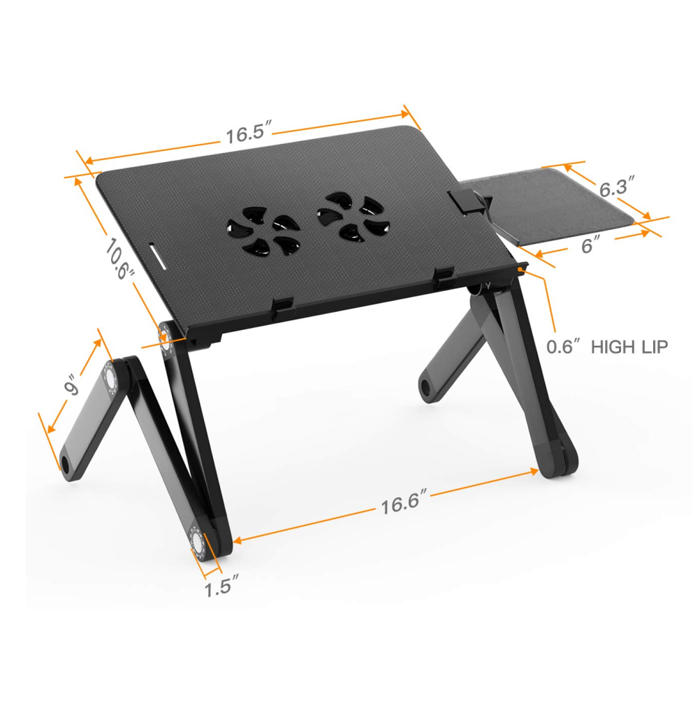 Mesa Plegable Laptop Ajustable 2 Ventiladores Base Mouse Cama Sofá