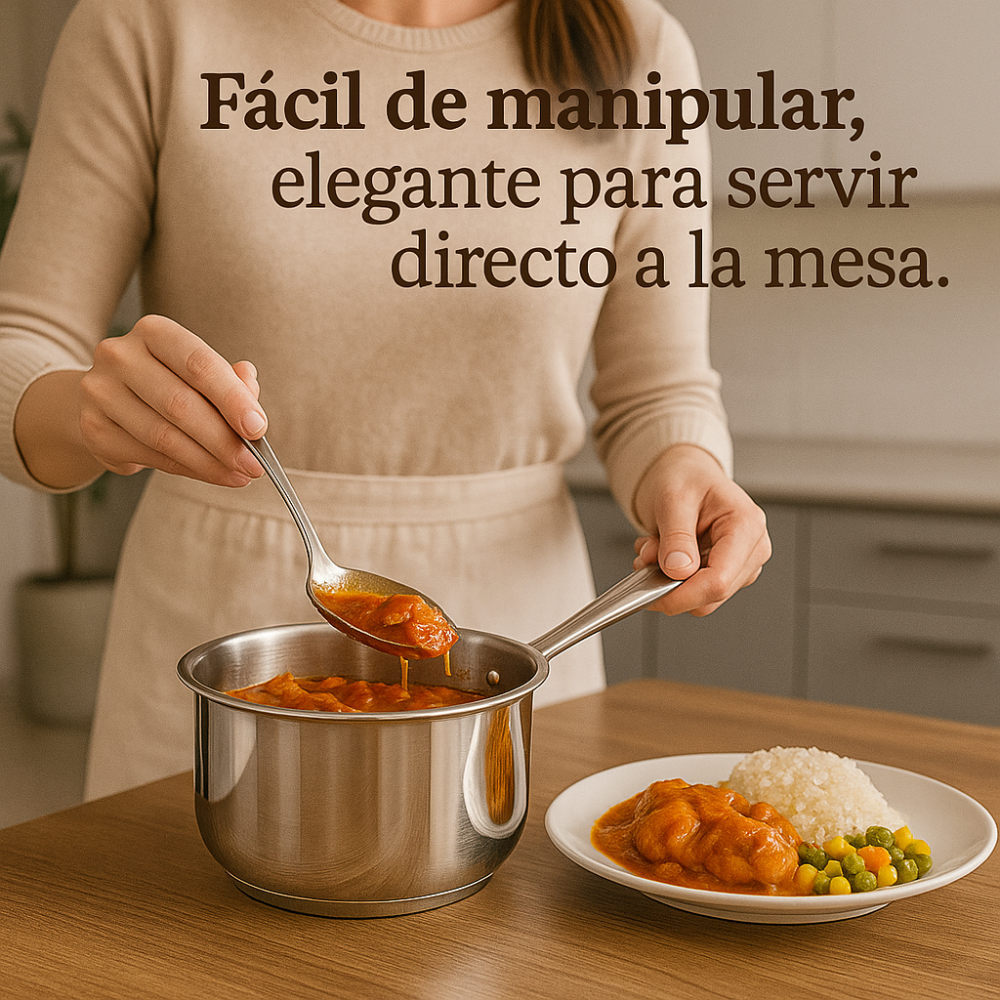 Olla Acero Quirúrgico 1 Litro Premium Tapa Inducción 18/10 Espejo