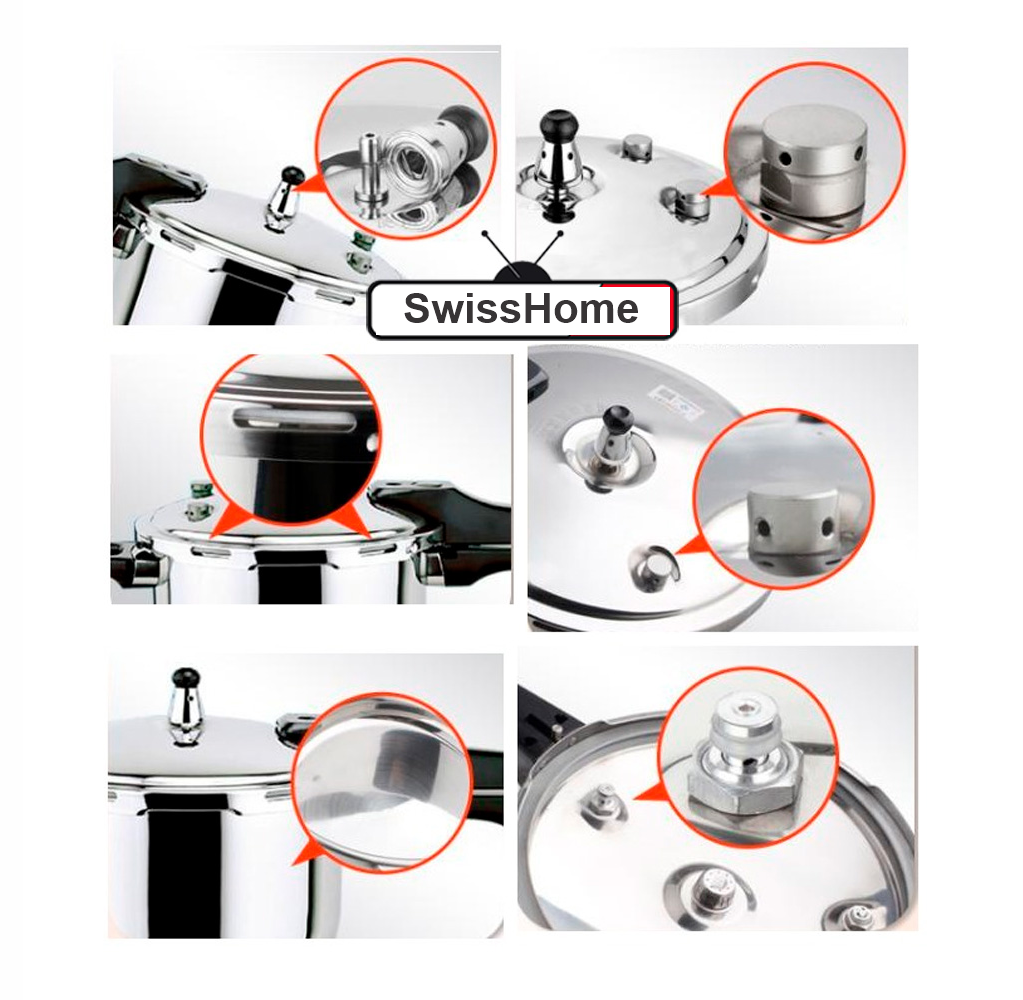 Olla Presión Express Swisshome Acero Inoxidable 18/10 Triple Válvula