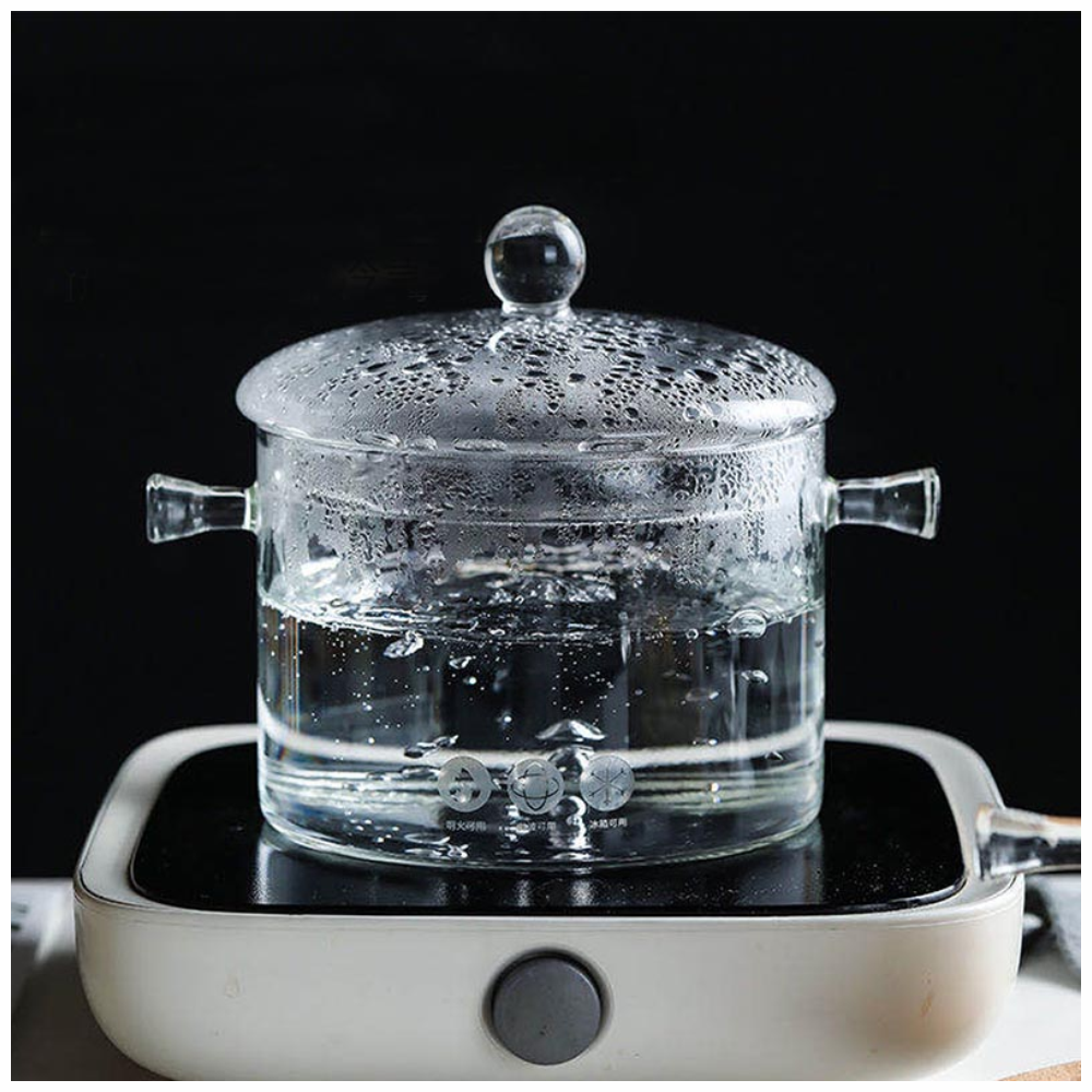 Olla Vidrio Borosilicato Tapa Transparente 15cm 1.4 Litros Resistente