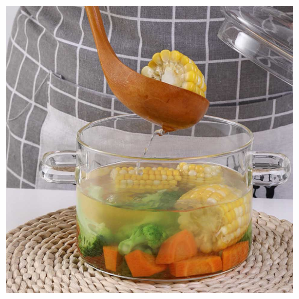 Olla Vidrio Borosilicato Tapa Transparente 15cm 1.4 Litros Resistente