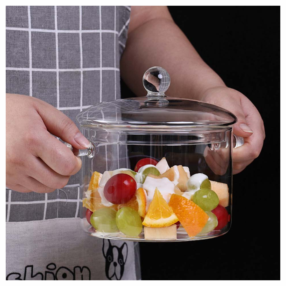 Olla Vidrio Borosilicato Tapa Transparente 15cm 1.4 Litros Resistente