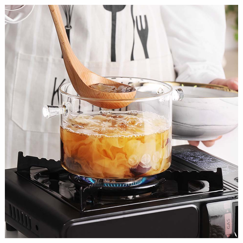Olla Vidrio Borosilicato Tapa Transparente 15cm 1.4 Litros Resistente