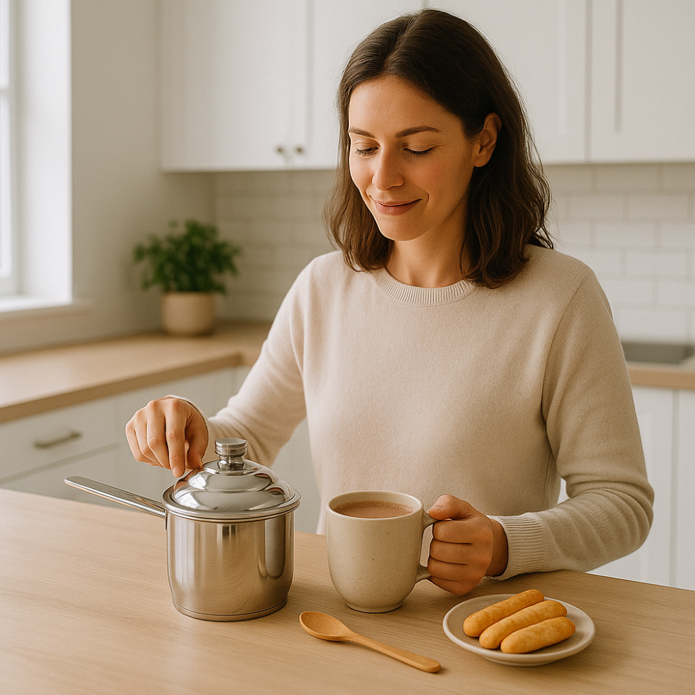 Olla Pequeña Acero Quirúrgico 500ml Tapa Abombada Inducción Leche