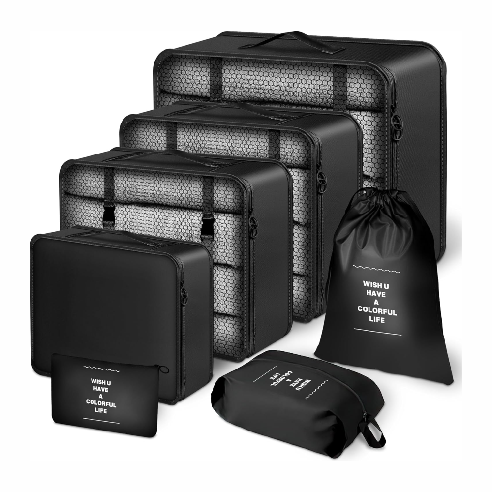 Organizador Maleta Viaje Set 7 Piezas Ropa Zapatos Impermeable Malla