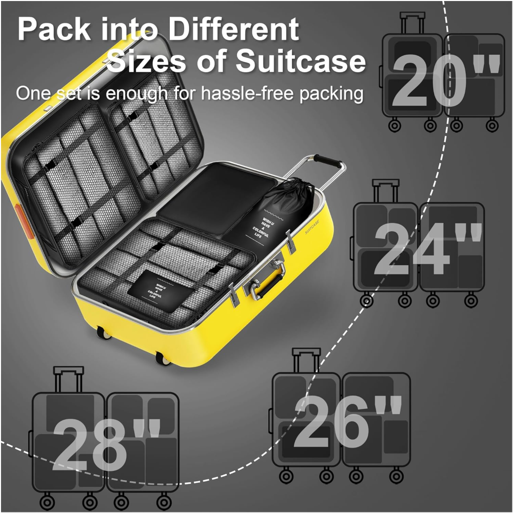 Organizador Maleta Viaje Set 7 Piezas Ropa Zapatos Impermeable Malla