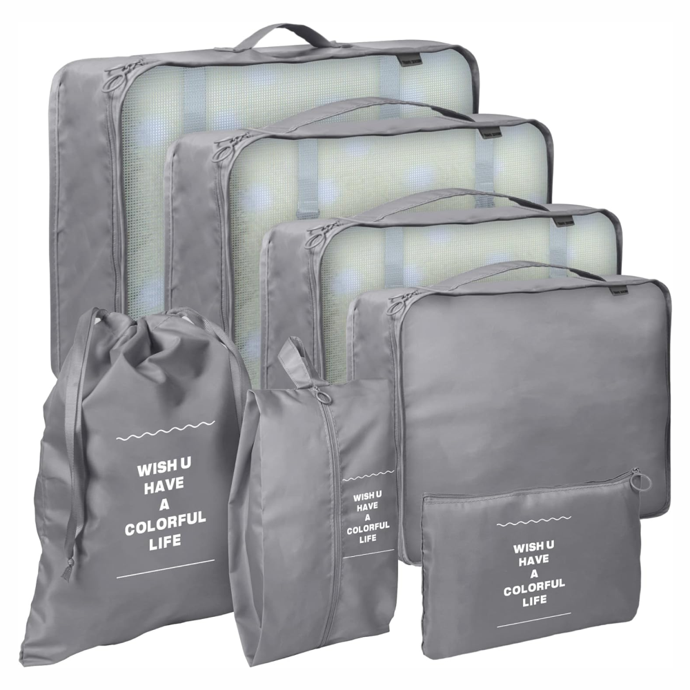 Organizador Maleta Viaje Set 7 Piezas Ropa Zapatos Impermeable Malla