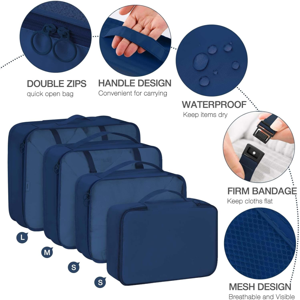 Organizador Maleta Viaje Set 7 Piezas Ropa Zapatos Impermeable Malla