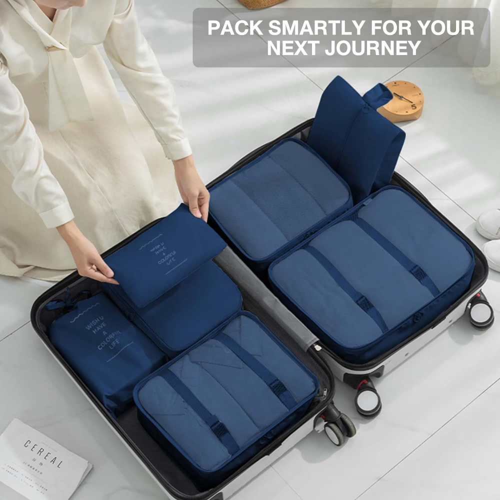 Organizador Maleta Viaje Set 7 Piezas Ropa Zapatos Impermeable Malla