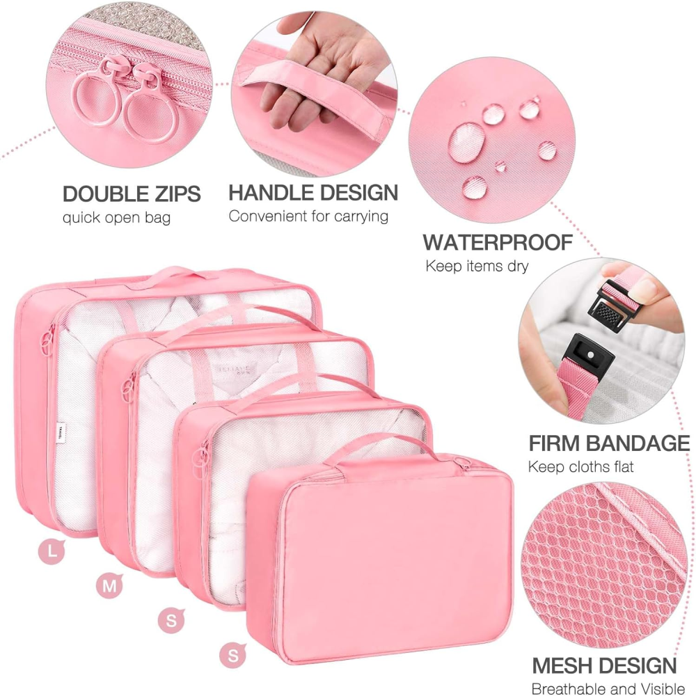 Organizador Maleta Viaje Set 7 Piezas Ropa Zapatos Impermeable Malla