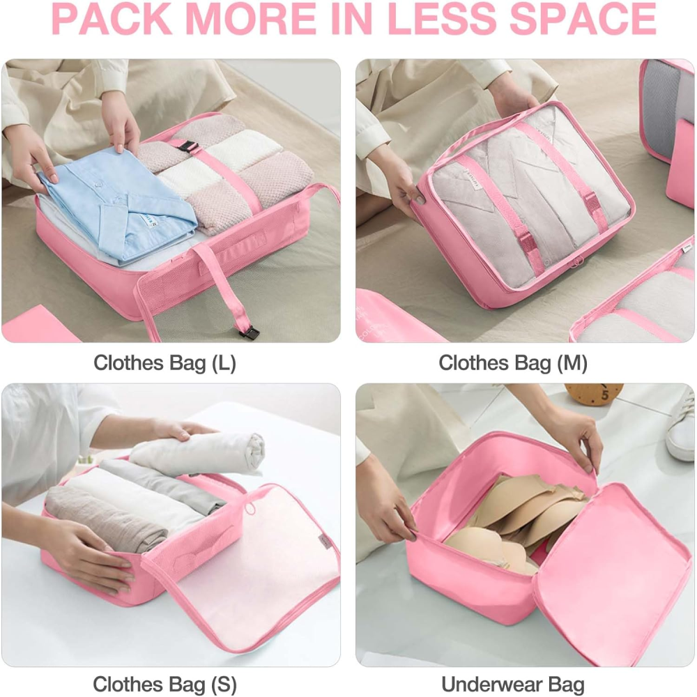 Organizador Maleta Viaje Set 7 Piezas Ropa Zapatos Impermeable Malla