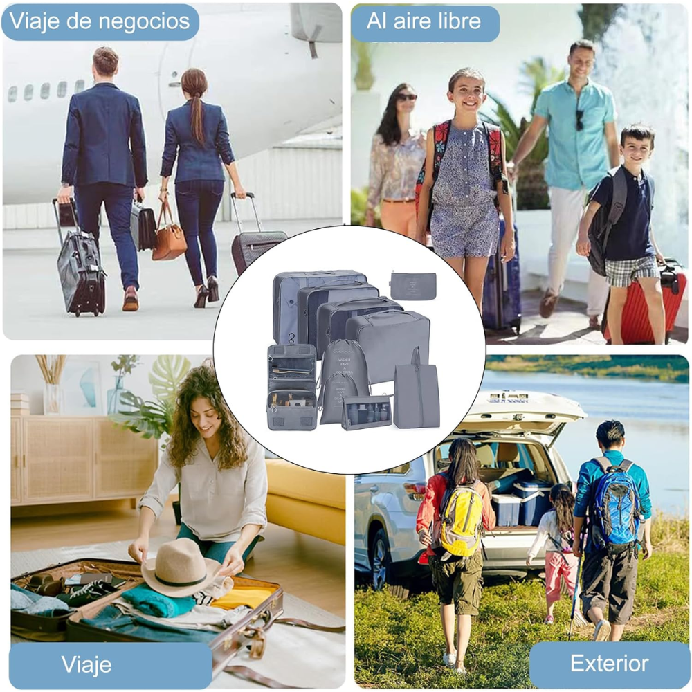 Organizador Maleta Viaje Kit 10 Bolsas Impermeable Zapatos Cosméticos
