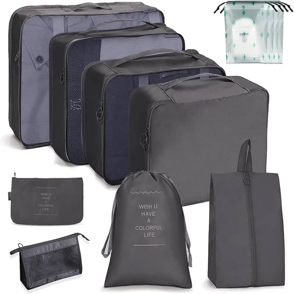 Organizador Maleta Viaje Kit 10 Bolsas Impermeable Zapatos Cosméticos