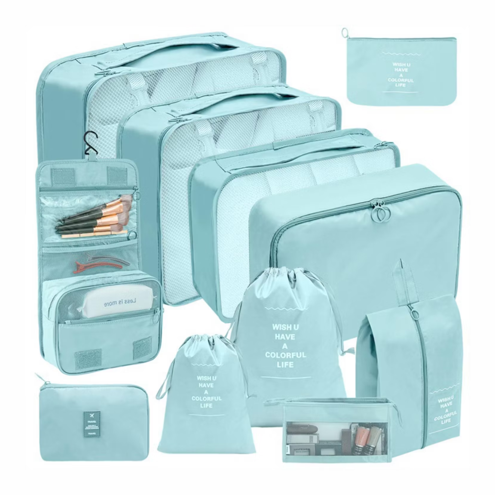 Organizador Maleta Viaje Kit 10 Bolsas Impermeable Zapatos Cosméticos