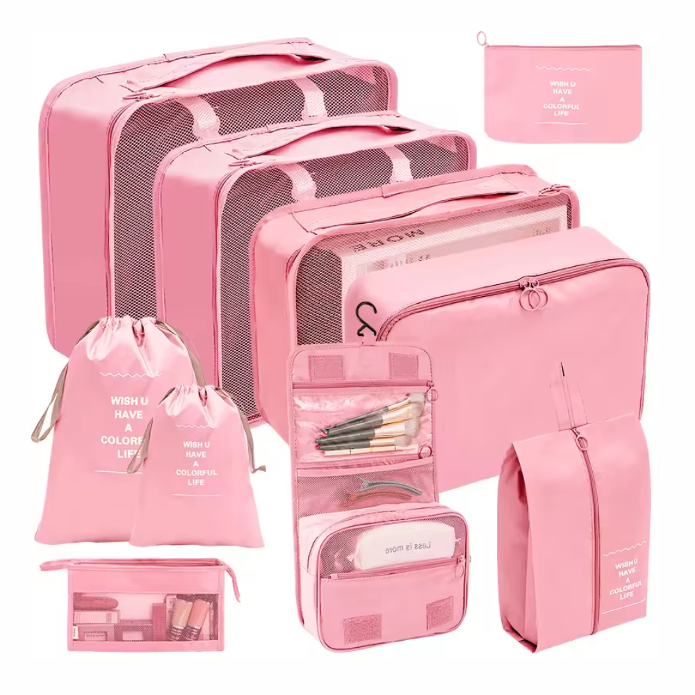 Organizador Maleta Viaje Kit 10 Bolsas Impermeable Zapatos Cosméticos