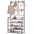 Perchero Zapatero Multifuncional 5 Niveles 170x60cm 4 Ganchos Tela