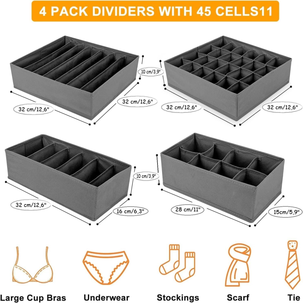 Organizador Ropa Interior Divisor Cajones SN04 Set 4 Medias Corbatas