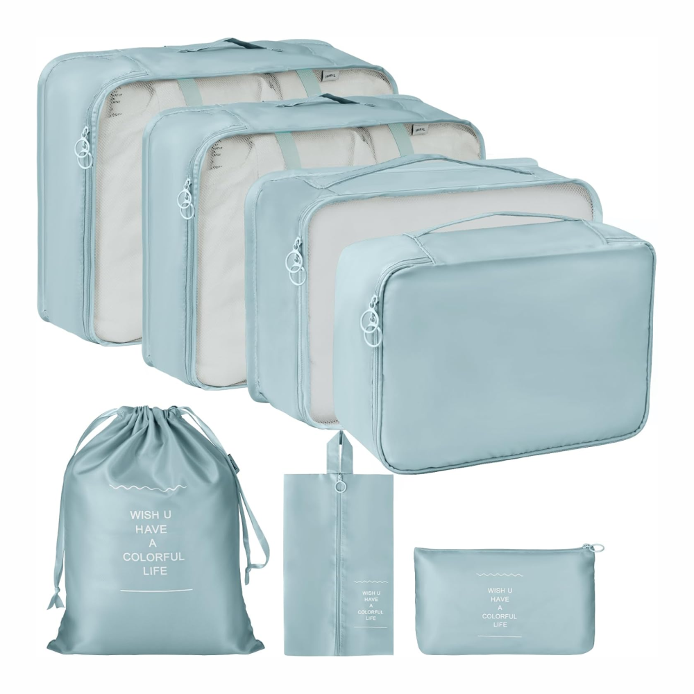 Organizador Maleta Viaje Set 7 Piezas Ropa Zapatos Impermeable Malla
