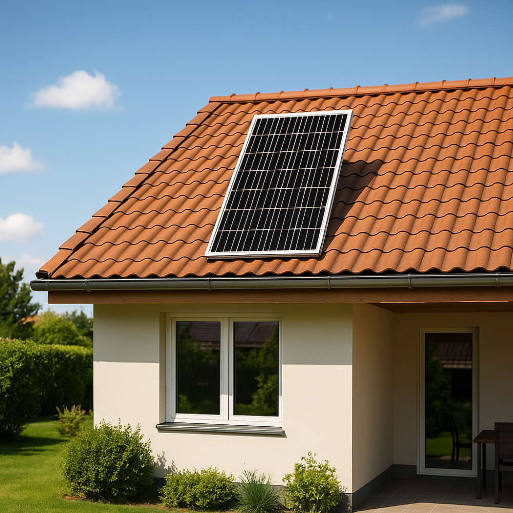 Panel Solar Monocristalino 100W 18V Kit Energía Casas Fincas Techo