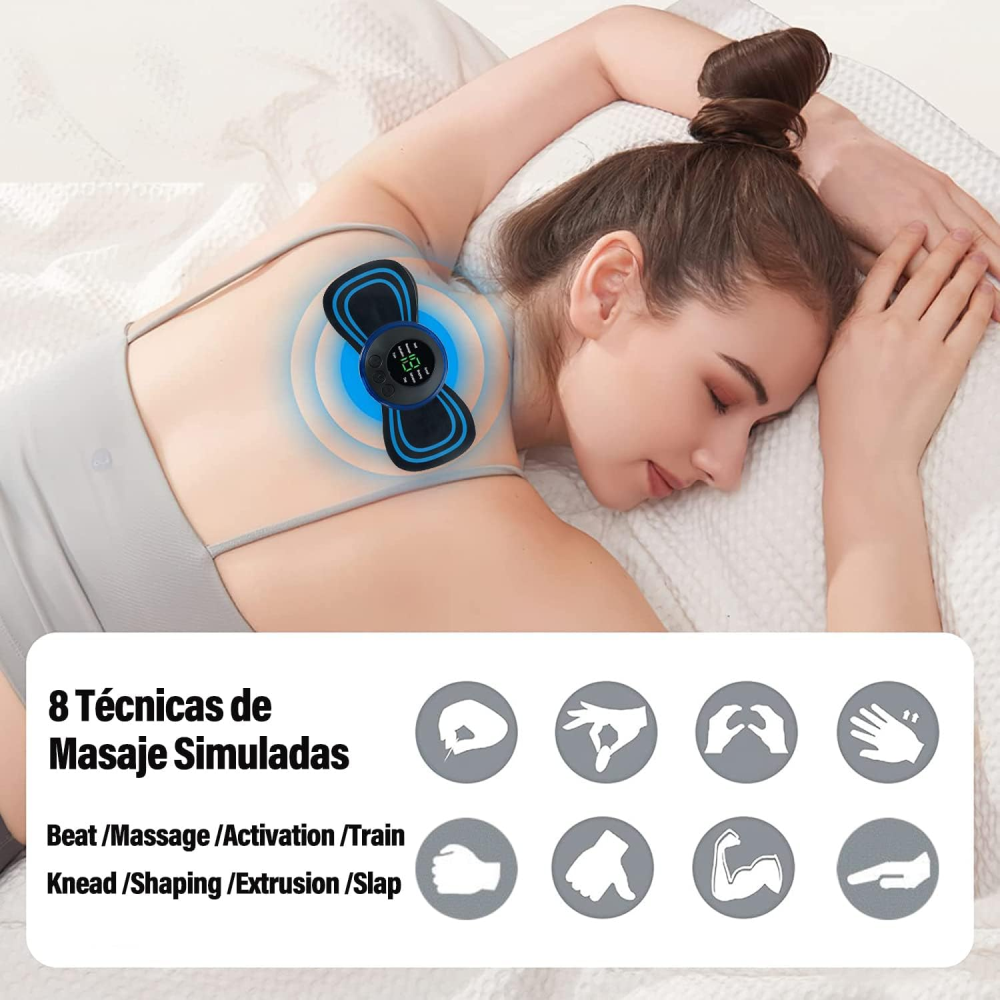 Masajeador Eléctrico EMS TENS Mariposa Electrodos 8 Modos Recargable