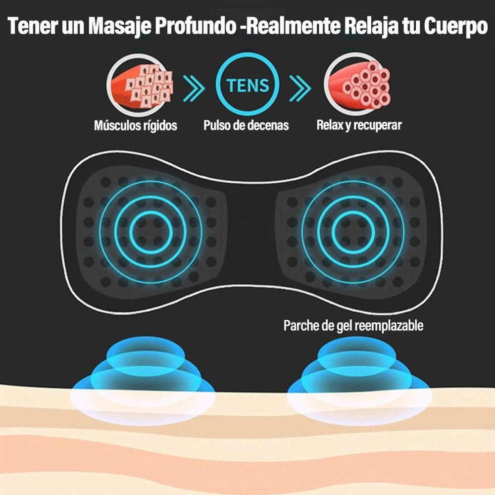Masajeador Eléctrico EMS TENS Mariposa Electrodos 8 Modos Recargable