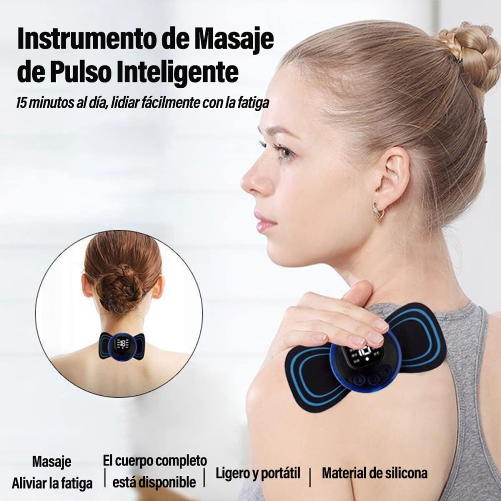 Masajeador Eléctrico EMS TENS Mariposa Electrodos 8 Modos Recargable