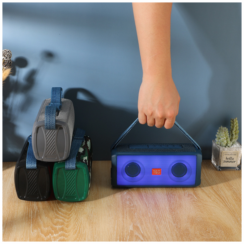 Parlante Bluetooth TG-345 Portátil 10W Luces LED TWS Radio FM Correa