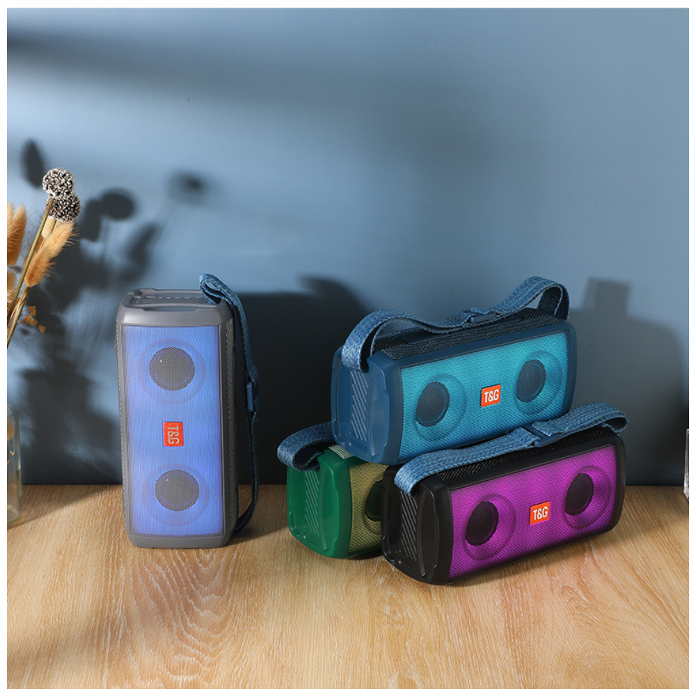 Parlante Bluetooth TG-345 Portátil 10W Luces LED TWS Radio FM Correa