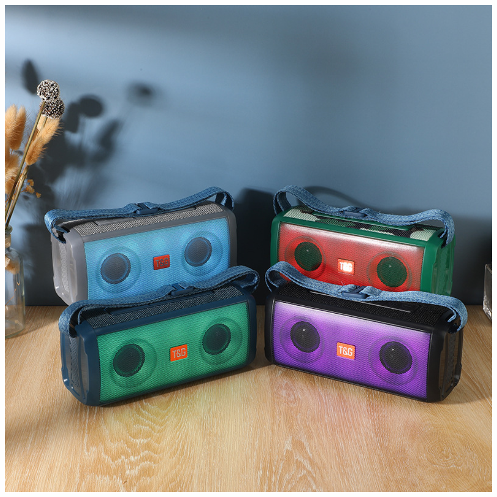 Parlante Bluetooth TG-345 Portátil 10W Luces LED TWS Radio FM Correa