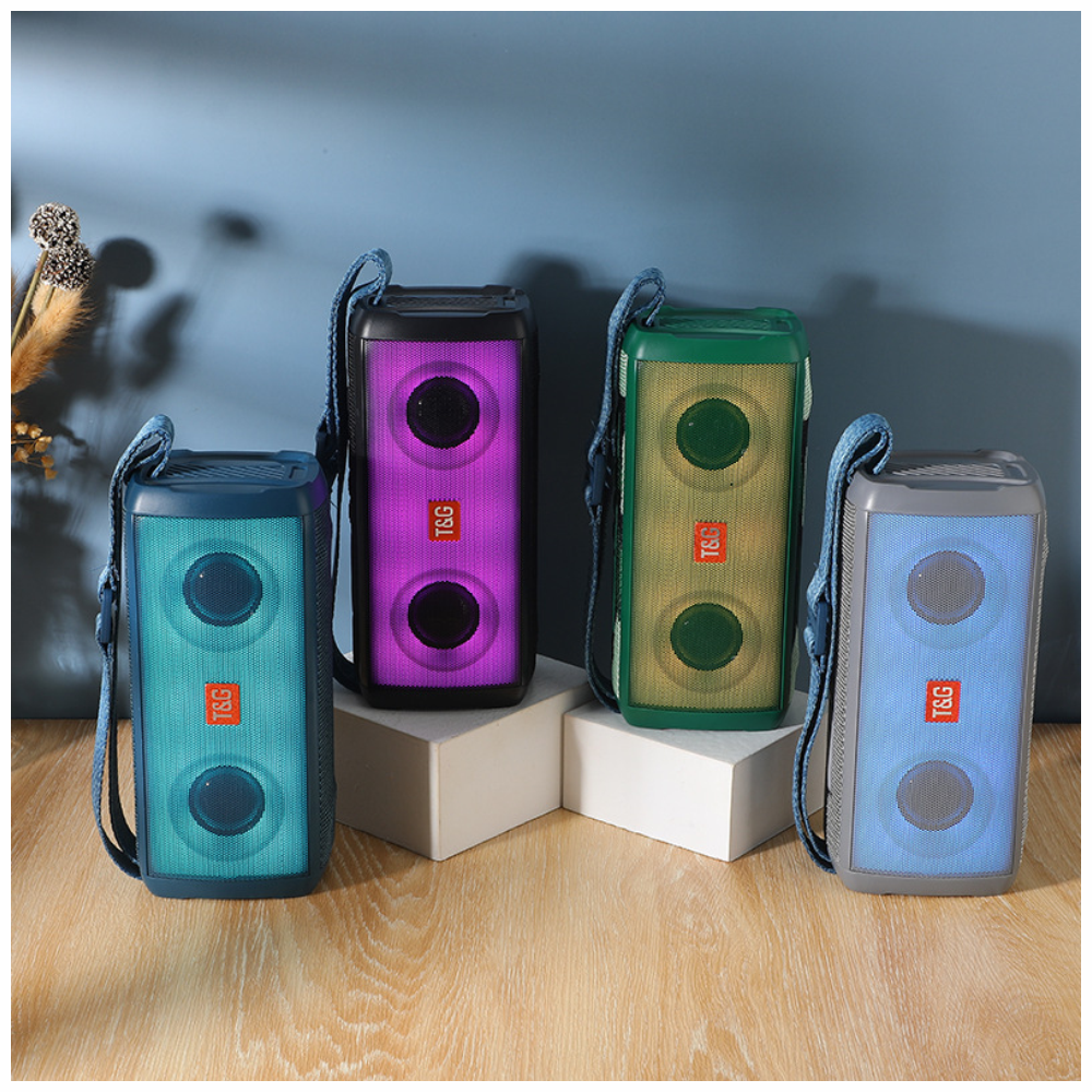 Parlante Bluetooth TG-345 Portátil 10W Luces LED TWS Radio FM Correa